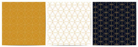 Set of abstract geometric pattern circle overlapping. Luxury of gold lines ornament background...