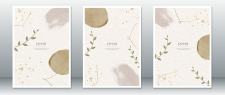 Set of cover page design watercolor modern background for invitation, book, posterのイラスト素材