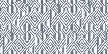 Abstract geometric pattern with wavy stripes. Seamless background white and blue lines polygon shape