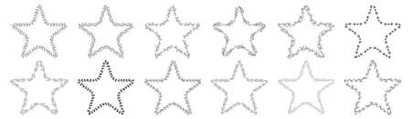 Collection of star shaped leaf wreath element decorative design for celebration and greeting card  
のイラスト素材