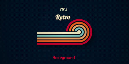 Retro style background with colorful rounded simple lines trendy 1970s vintage design