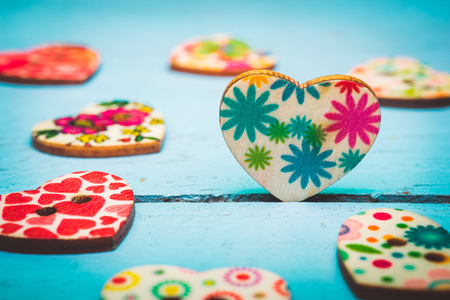 wooden heartsの写真素材