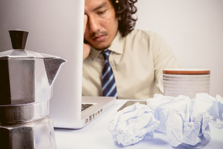 Business man stressed and under pressure, selective focusの写真素材