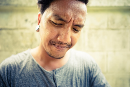 scared and lonely manの写真素材