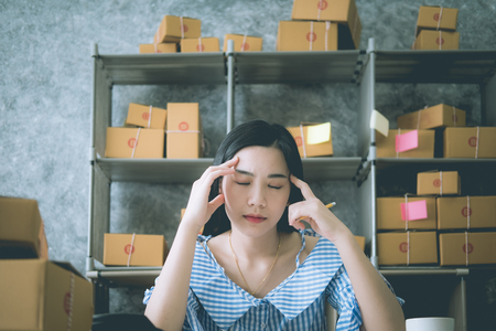 asian woman sitting alone in the house, concept of lonely, sad, alone, person space, alone and scaredの写真素材