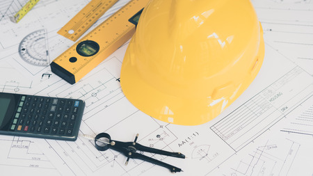Architecture, engineering plans and drawing equipment for a new building