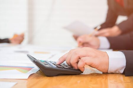 business man working in his home office , business concept
