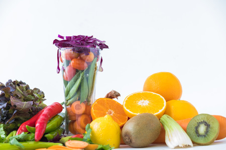 a selection of fresh vegetables for a heart healthy diet as recommended by doctors and medical...