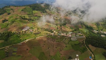 Top view of the rice paddy fields in northern Thailandの写真素材