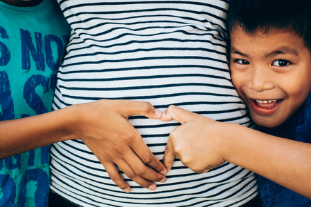 Pregnant woman have a happy time for new lifeの写真素材