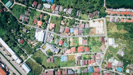Top view of the rice paddy fields in northern Thailandの写真素材