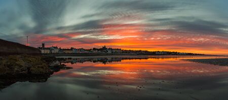 Sunset on the beach with beautiful skyの写真素材