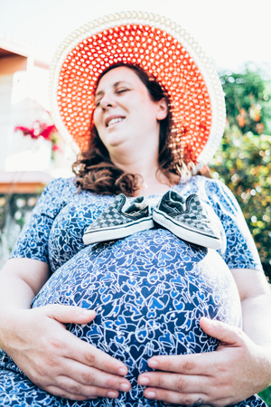 Pregnant woman have a happy time for new lifeの写真素材