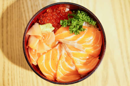 Salmon donburiの写真素材
