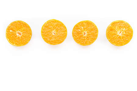 Slice of Thai orange on white backgroundの写真素材
