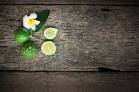 Lemon paste on old wooden floor.の写真素材