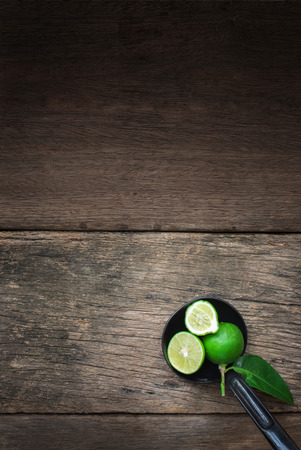 Lemon paste on old wooden floor.の写真素材