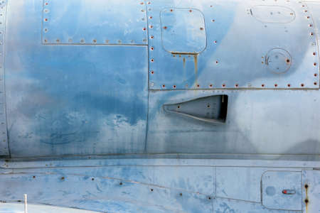 metallic background with Rivets,sign, part of the old aircraftの写真素材