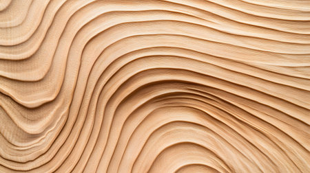 Intricate wood carving reveals flowing lines and a smooth, polished surface. The detailed craftsmanship highlights the natural beauty of the wood.の素材