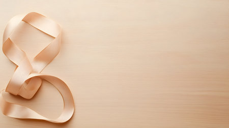 A delicate satin ribbon is artfully arranged to form the numeral eight. The soft lighting and neutral backdrop create a sophisticated and versatile aesthetic.の素材