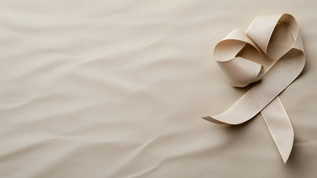 A delicate cream ribbon is artfully draped across a soft, textured surface. The gentle folds create a sense of understated luxury and calm.の素材
