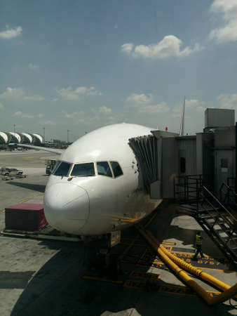 Landed plane at suvarnabhumi airport, Bangkokの素材