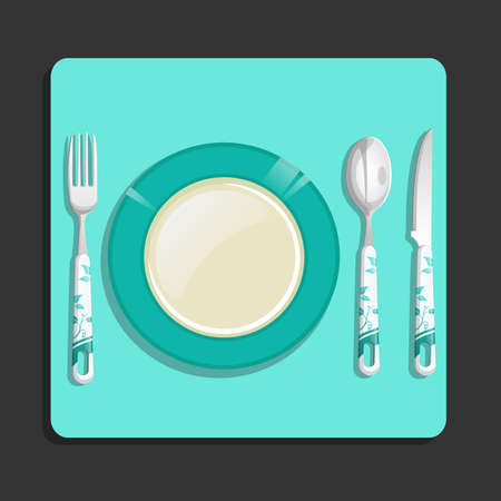 Empty plate and fork knife spoonのイラスト素材