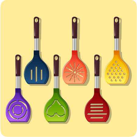 set of colored ladleのイラスト素材