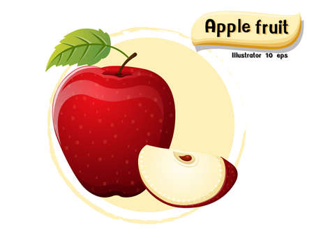 Vector Apple fruit isolated on color background,illustrator 10 epsのイラスト素材