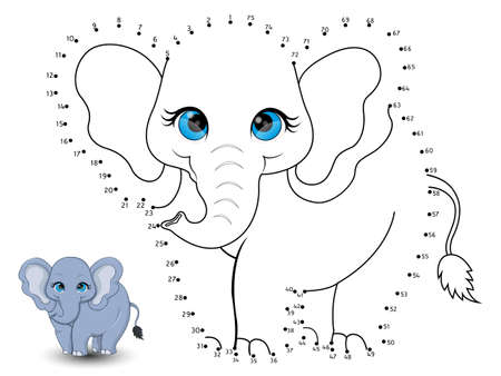 Elephant Connect the dots and colorのイラスト素材