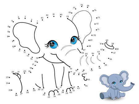 Elephant Connect the dots and colorのイラスト素材