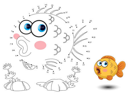 Fish Connect the dots and colorのイラスト素材