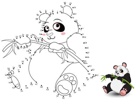 Panda Connect the dots and colorのイラスト素材
