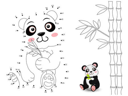 Panda Connect the dots and colorのイラスト素材