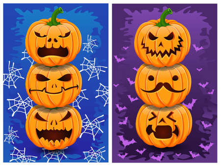 Halloween pumpkins and background vector.のイラスト素材