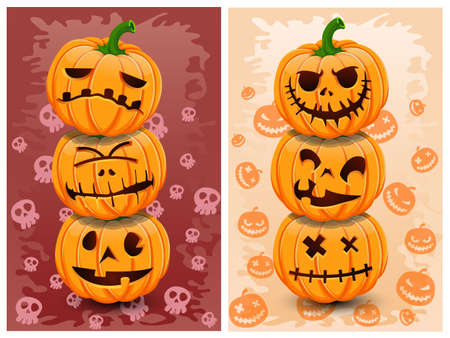Halloween pumpkins and background vector.のイラスト素材