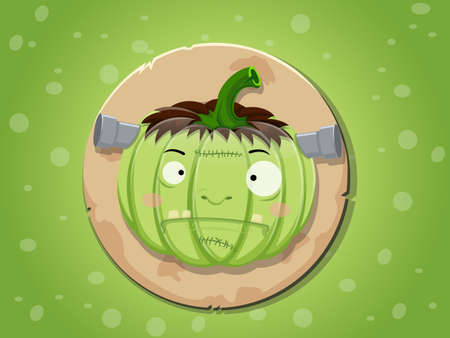 Frankenstein pumpkin icon vector,backgroundのイラスト素材
