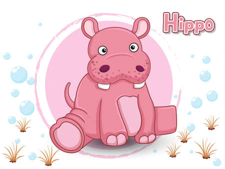 Cute Cartoon Hippoのイラスト素材