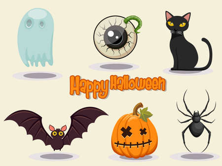 Happy Halloween iconsのイラスト素材