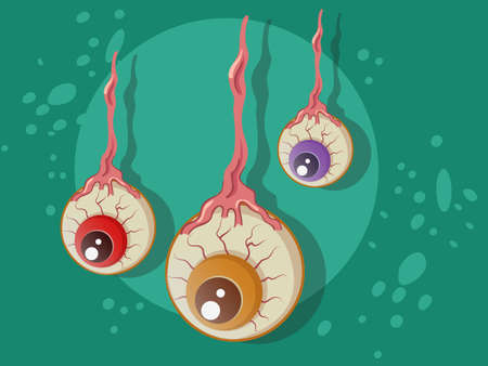 Halloween Eye ball cartoon on background.Vector illustration.のイラスト素材