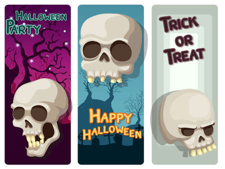 Happy Halloween colorful set with Skull and Background.Vector illustration.のイラスト素材