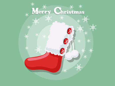 Merry Christmas sock isolated on background. Happy New Year and decoration element. Vector illustration.のイラスト素材