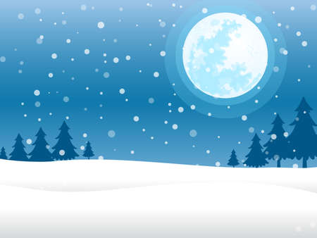 Moon and snow christmas vector background. Vector illustration.のイラスト素材