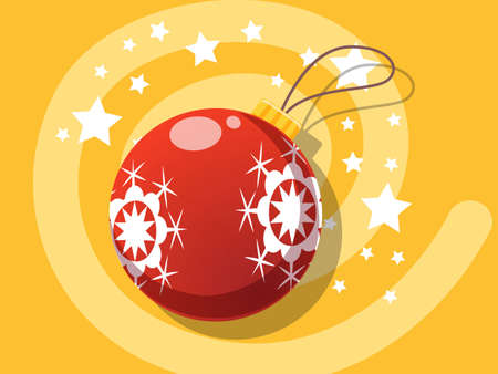 Christmas ball icon on orange background, vector illustration.のイラスト素材