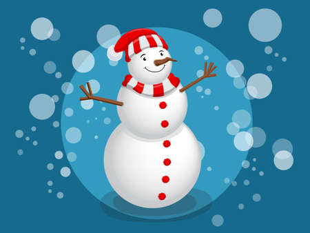 Snowman Christmas and New Year background, vector illustration.のイラスト素材