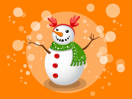 Snowman Christmas and New Year vector illustration and background.のイラスト素材