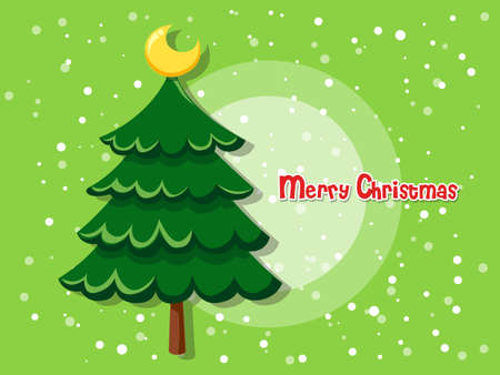 Christmas tree on color background. Happy New Year and decorative element. Vector illustration.のイラスト素材