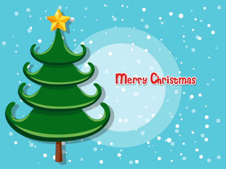 Christmas tree on color background. Happy New Year and decorative element. Vector illustration.のイラスト素材