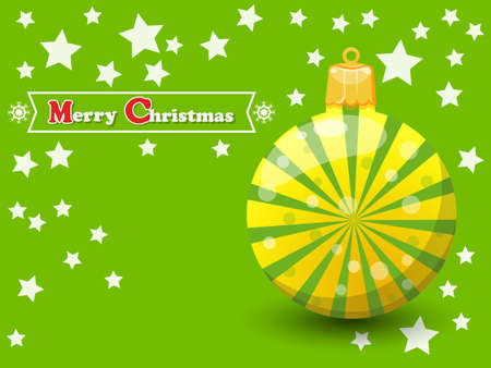 Striped christmas ball on a starry colored background. Vector illustrationのイラスト素材