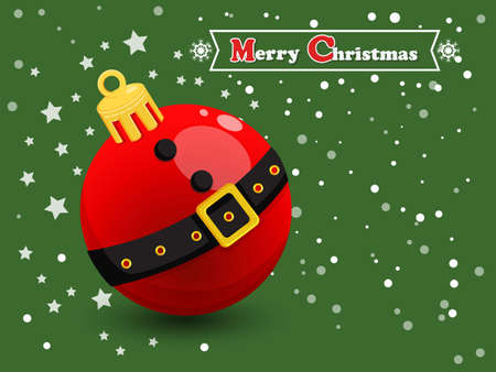 Christmas ball on a starry green background. Vector illustrationのイラスト素材